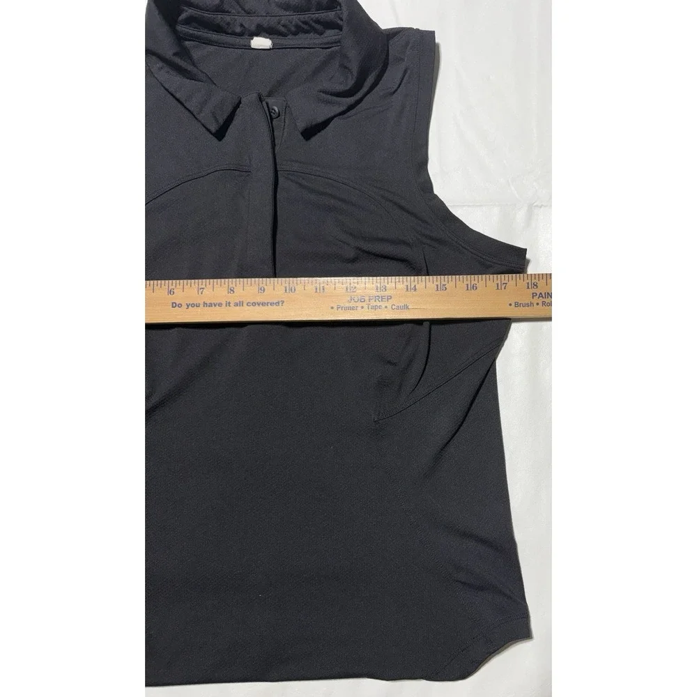 Lululemon Womens Black Sleeveless Collared Polo Top Size 8 Stretch Athletic